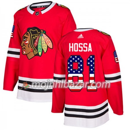 Dresovi Chicago Blackhawks Marian Hossa 81 Adidas 2017-2018 Crvena USA Flag Fashion Authentic - Muške
